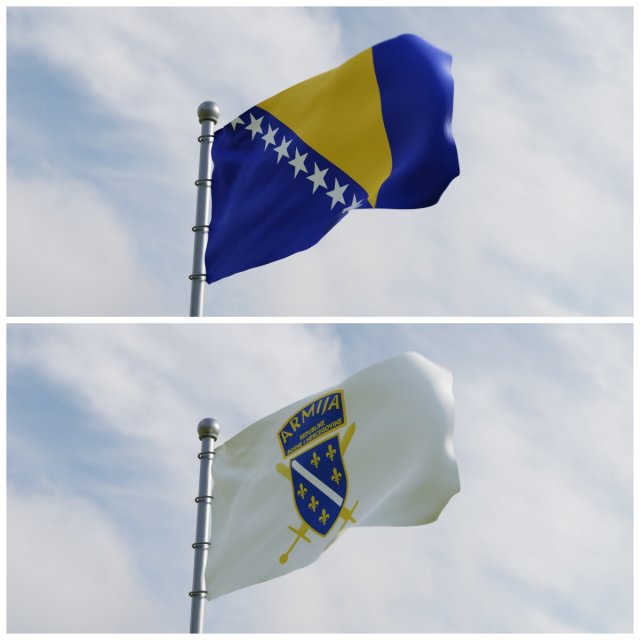 Animated Bosnia and Herzegovina Flags 3Dモデル .c4d .max .obj .3ds .fbx .stl .blend 
