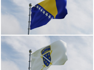 Animated Bosnia and Herzegovina Flags 3Dモデル