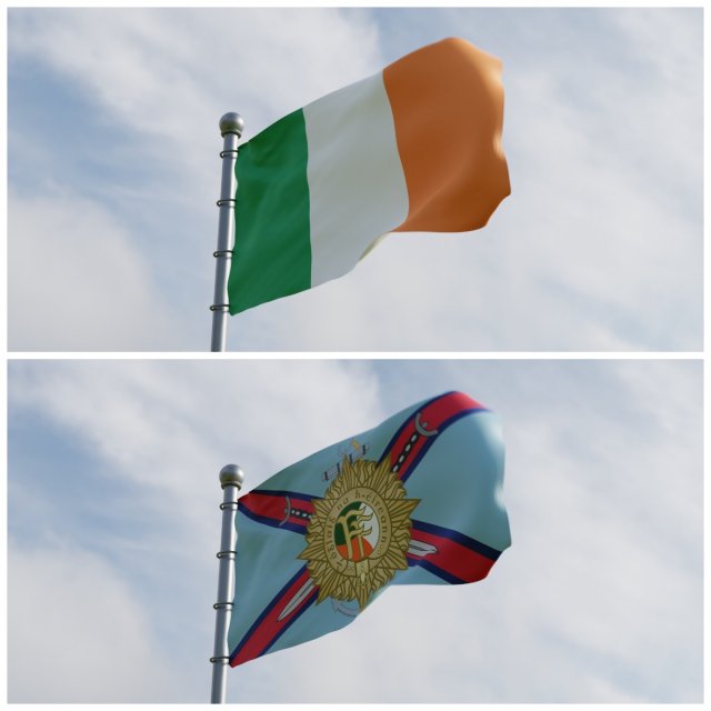 Animated Ireland Flags 3D Модель .c4d .max .obj .3ds .fbx .stl .blend 