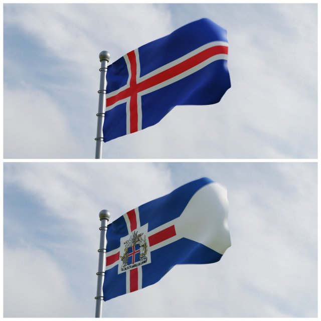 Animated Iceland Flags Modello 3D .c4d .max .obj .3ds .fbx .stl .blend 