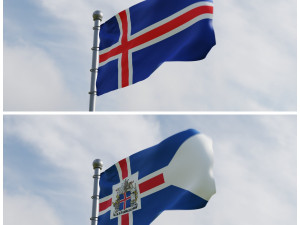 Animated Iceland Flags 3D Model