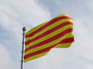 Animated Spain and Catalonia Flags 3D Model