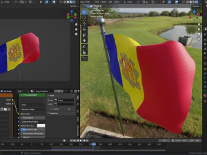 Animated Andorra Flags 3D Model