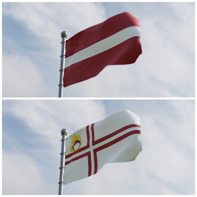 Animated Latvia Flags Model 3D .c4d .max .obj .3ds .fbx .stl .blend 