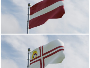 Animated Latvia Flags 3D Модель