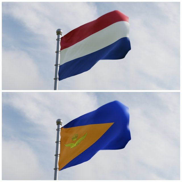 Animated Netherlands Flags 3D Model .c4d .max .obj .3ds .fbx .stl .blend 