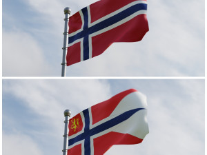 Animated Norway Flags 3D Model