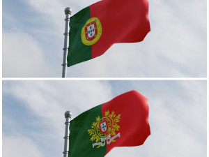 Animated Portugal Flags Model 3D