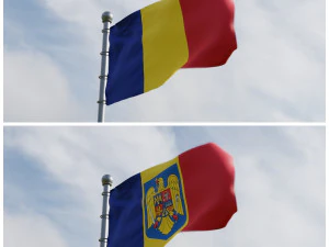 Bandeiras animadas da Rom&ecirc;nia Modelo 3D
