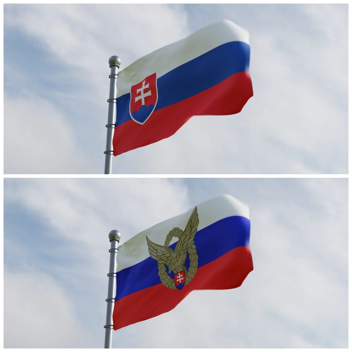 Animated Slovakia Flags 3D Model .c4d .max .obj .3ds .fbx .stl .blend 