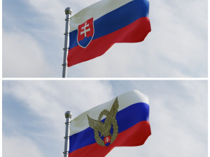Animated Slovakia Flags 3D Model
