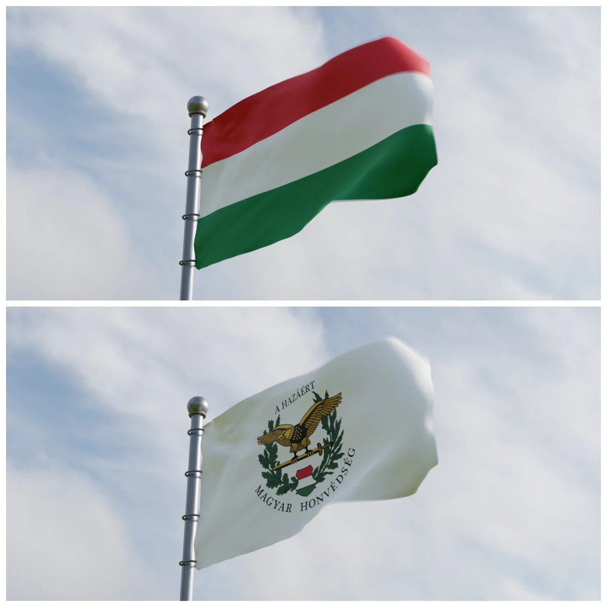 Animated Hungary Flags 3D Model .c4d .max .obj .3ds .fbx .stl .blend 