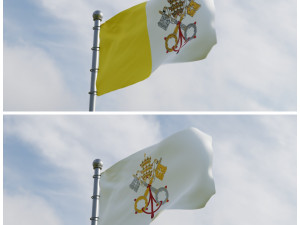 Animated Vatican Flags 3D Model