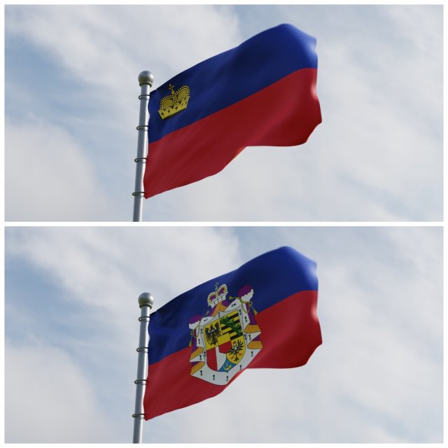 Animated Liechtenstein Flags Modelo 3D .c4d .max .obj .3ds .fbx .stl .blend