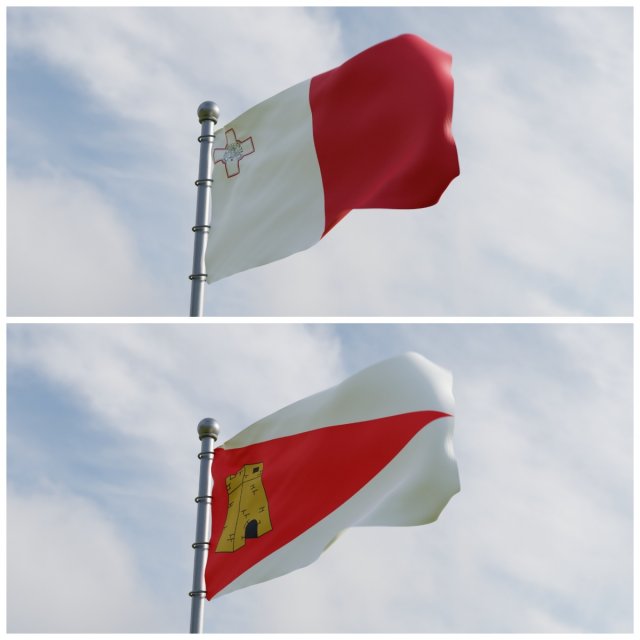 Animated Malta Flags 3D 3D Model .c4d .max .obj .3ds .fbx .stl .blend 