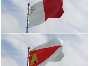 Animated Malta Flags 3D 3Dモデル