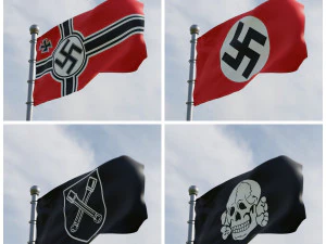 Animated German WW2 Flag Pack 3D Model