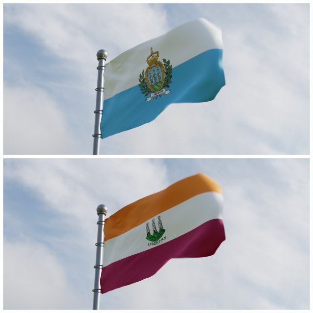 Animated San Marino Flags 3Dモデル .c4d .max .obj .3ds .fbx .stl .blend 