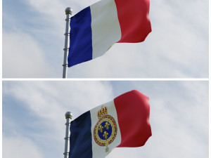 Animated France Flags 3D Model