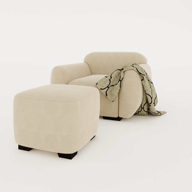 SINGLE SOFA 3D Model .c4d .max .obj .3ds .fbx .stl .blend 