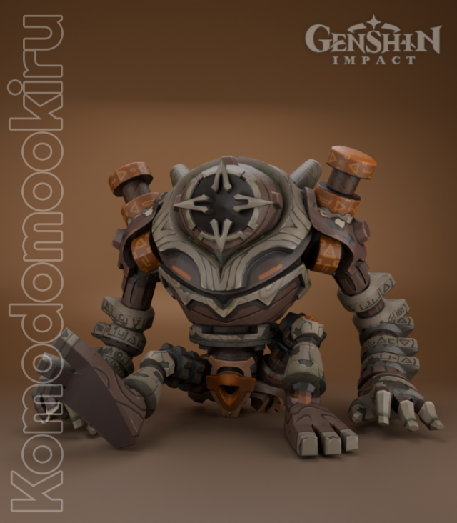 RUINS GUARD GENSHIN IMPACT 3D PRINTABLE FIGURINE Modello di stampa 3D .c4d .max .obj .3ds .fbx .stl .blend 