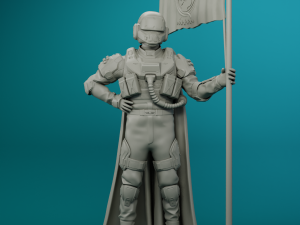 SC-37 LEGIONNAIRE SOLDIER WITH FLAG HELLDIVER 2 3D PRINTABLE FIGURINE Modelo de Impressão 3D