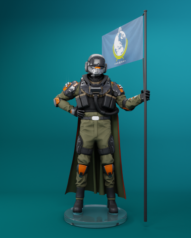 SC-37 LEGIONNAIRE SOLDIER WITH FLAG HELLDIVER 2 3D PRINTABLE FIGURINE Modelo de Impressão 3D .c4d .max .obj .3ds .fbx .stl .blend 
