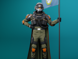 SC-37 LEGIONNAIRE SOLDIER WITH FLAG HELLDIVER 2 3D PRINTABLE FIGURINE 3D Print Model