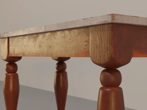 Interior Wood Table 3D Model