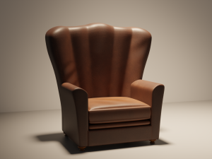 Old Leather Umchair  3D Model