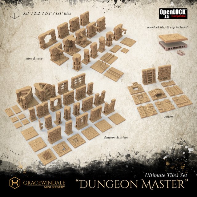 Dungeon Master Ultimate Tile Set 3D Print Model .c4d .max .obj .3ds .fbx .stl .blend 