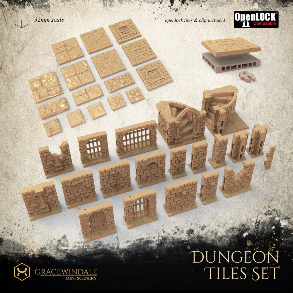 Dungeon Tiles Set 3D Print Model .c4d .max .obj .3ds .fbx .stl .blend 