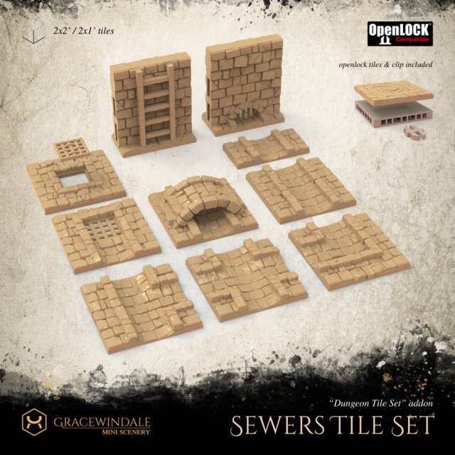 Sewer Tiles Set addon 3Dプリントモデル .c4d .max .obj .3ds .fbx .stl .blend 