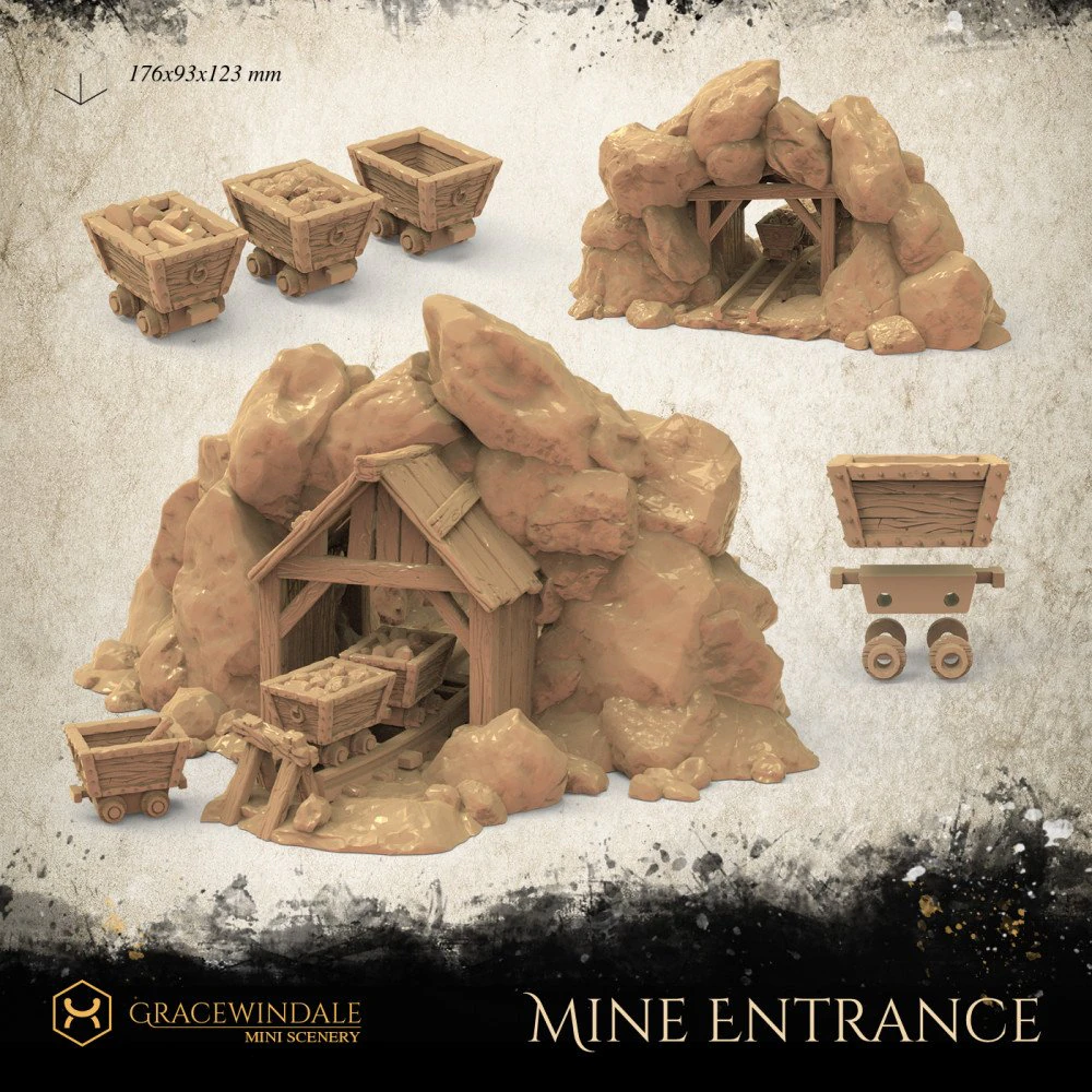 Mine entrance 3D Print Model .c4d .max .obj .3ds .fbx .stl .blend