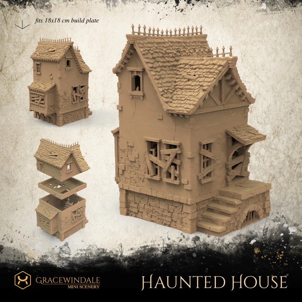 Haunted House 3D Print Model .c4d .max .obj .3ds .fbx .stl .blend