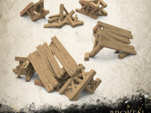 Broken Table and Chairs 3D Print Model