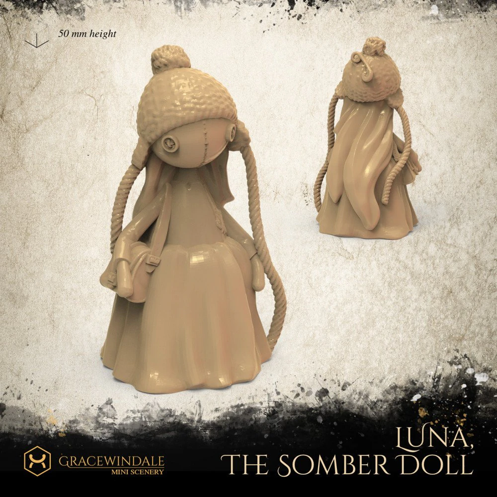 Luna The Somber Doll 3D Print Model .c4d .max .obj .3ds .fbx .stl .blend 