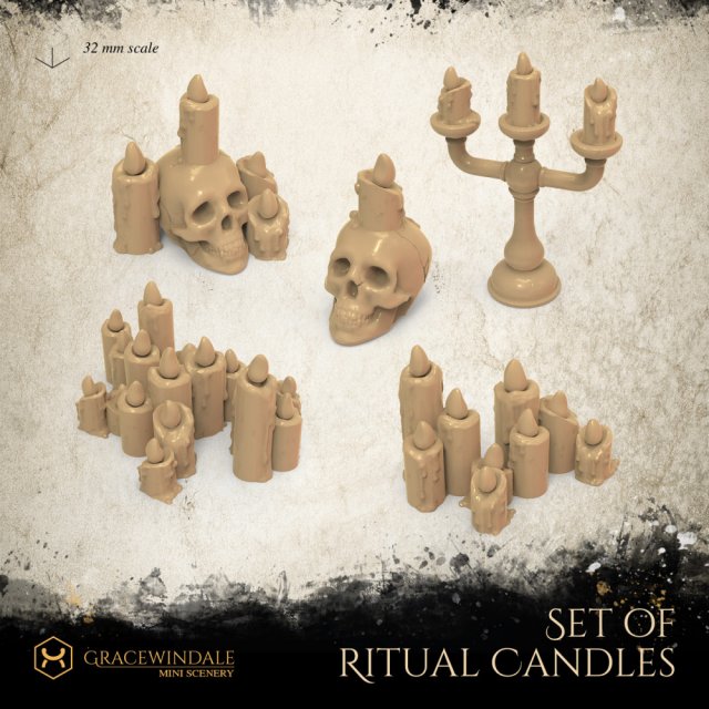 Set of Ritual Candles 3D 프린트 모델 .c4d .max .obj .3ds .fbx .stl .blend