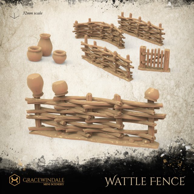 Wattle Fence 3D Baskı Modeli .c4d .max .obj .3ds .fbx .stl .blend 