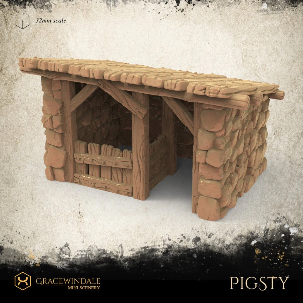 Pigsty 3D Print Model .c4d .max .obj .3ds .fbx .stl .blend 