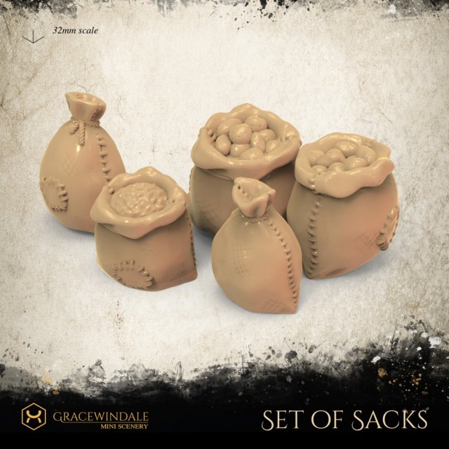 Set of Sacks 3D Print Model .c4d .max .obj .3ds .fbx .stl .blend 