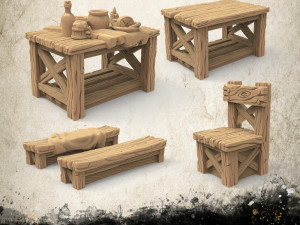 Dining Set II 3D Print Model