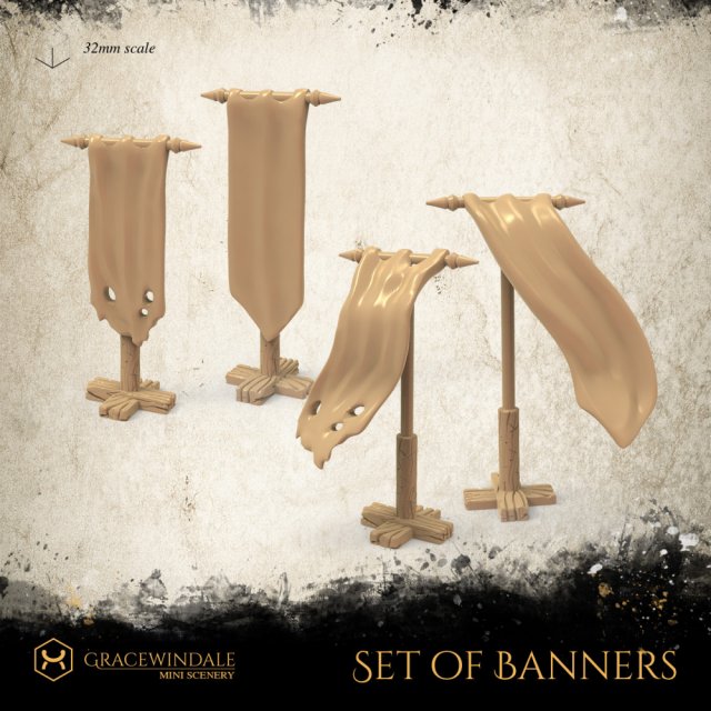 Set of Banners 3Dプリントモデル .c4d .max .obj .3ds .fbx .stl .blend 