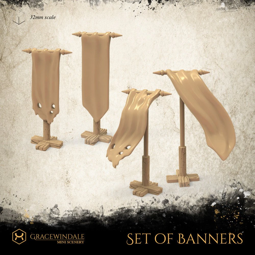 Set of Banners 3D Print Model .c4d .max .obj .3ds .fbx .stl .blend 