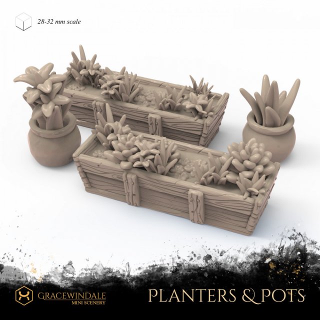 Planters and Pots 3Dプリントモデル .c4d .max .obj .3ds .fbx .stl .blend 
