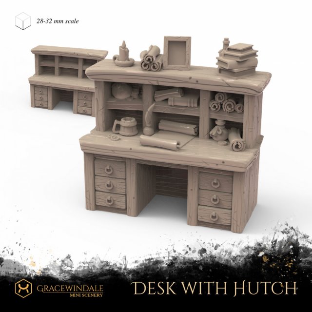 Desk With a Hutch 3D 프린트 모델 .c4d .max .obj .3ds .fbx .stl .blend 