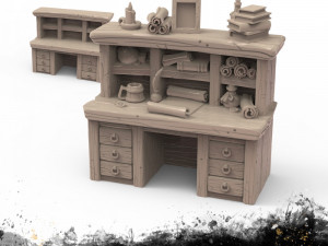 Desk With a Hutch 3D Print Model