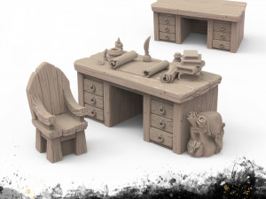 Desk and Chair Set 3D Print Model