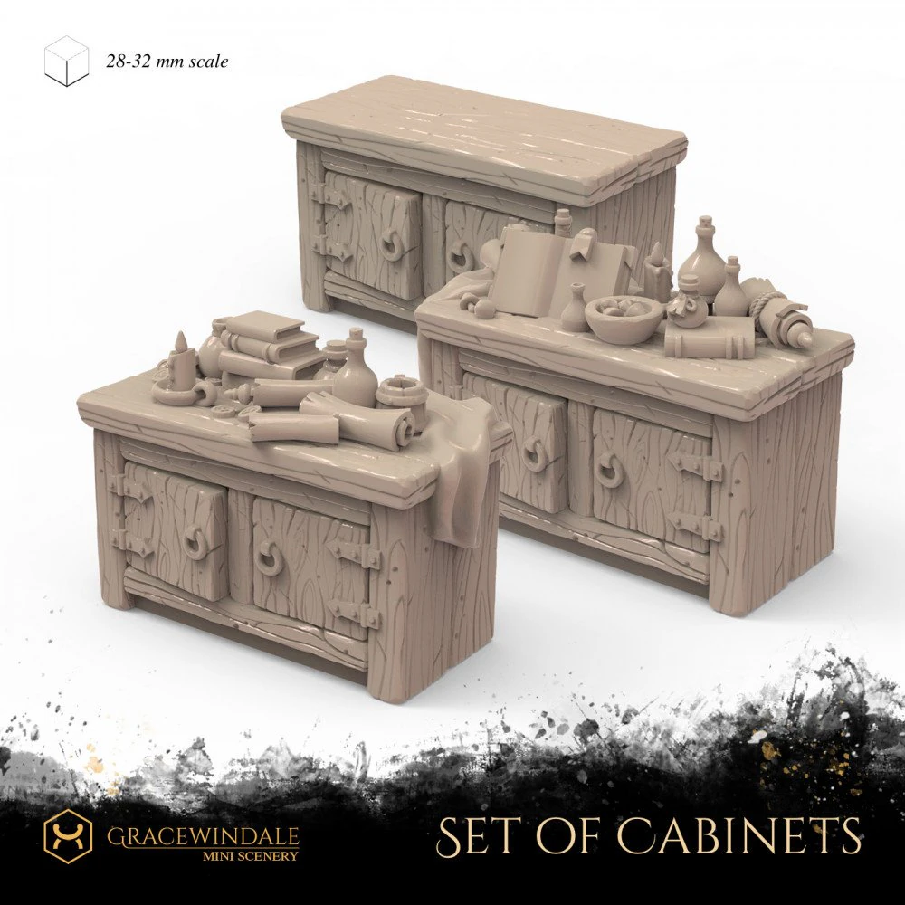Set of Cabinets 3D Print Model .c4d .max .obj .3ds .fbx .stl .blend 