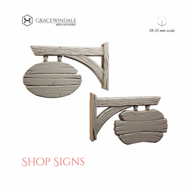 Shop Signs 3D Baskı Modeli .c4d .max .obj .3ds .fbx .stl .blend 